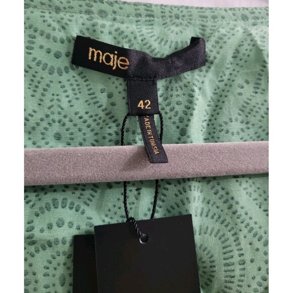 Maje MFPRO2401 Rimaro Dress NWT 42 Vert Ethnique Cupro Viscose –No Belt SS22 - Picture 3 of 16